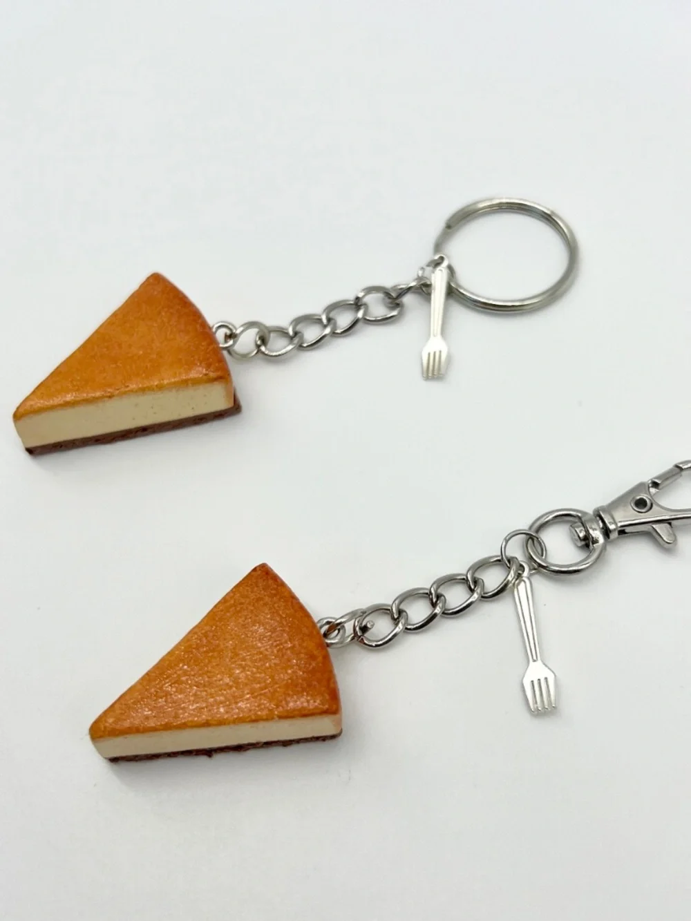 Italian New York Cheesecake Keychain or Bag Clip | Handmade Dessert Accessory